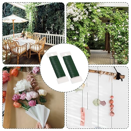 10 Packs Green Floral Wire, 255 Yards Wreath Making Supplies Flower Wire for Crafts, Floral Stem Plant Craft 22 Gauge Wires Bendable, Flexible Christmas Flower Bouquet Accessories Florist Wires