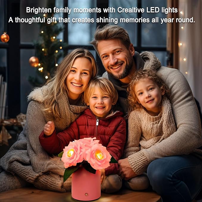Pink Rose Lamp, Christmas Birthday Valentines Day Gifts for Women Wife Mom Girlfriend Daughter, Rechargeable Cordless Touch Table Lamp, Bedroom Bar Coffee Shop Decor Night Light