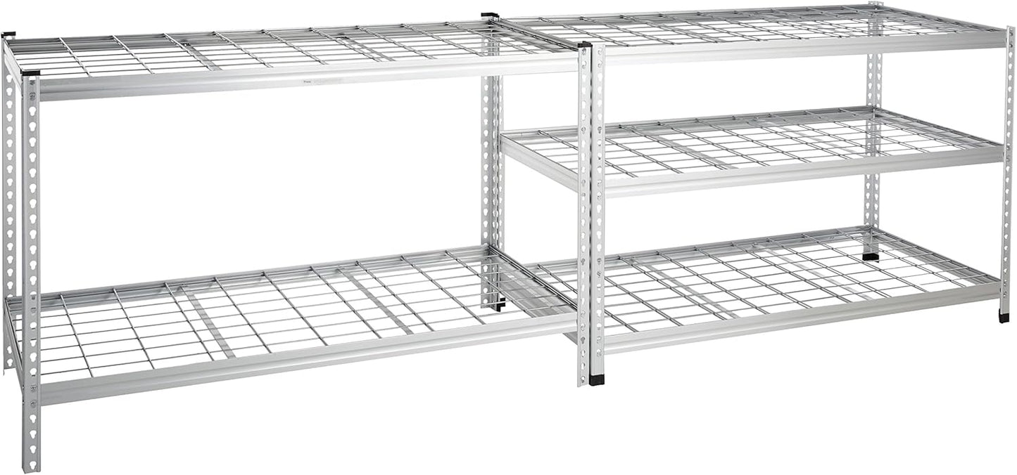 Amazon Basics 4000IBS Heavy Duty Adjustable Storage Shelving Unit, 5 Shelf, High-Grade Aluminum, Silver, 60 x 24 x 78 Inch