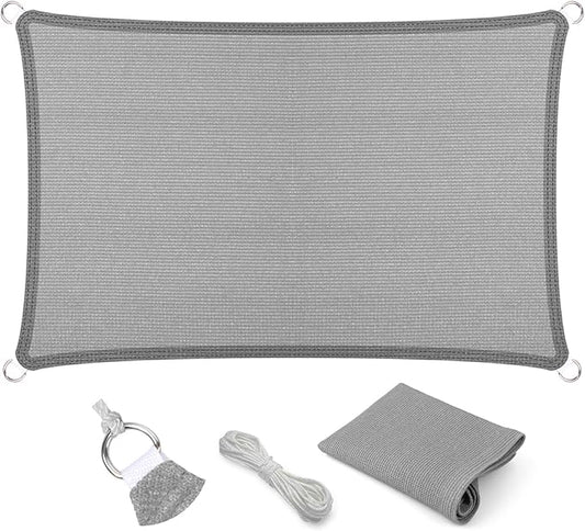 Eden's Decor Straight Flat-Edged Sun Shade Sail Rectangular 4' x 18' Grey UV-Blocking Outdoor Canopy Fabric Cloth Awning for Pergola Patio Garden Backyard Custom Size