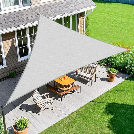 Amagenix Sun Shade Sail 8'X9'X12' Curved Edge Outdoor Shade Canopy Light Grey Breathable 95% UV Block Shade Cloth for Patio Garden Backyard (We Make Custom Size)