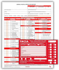 5 Pack 3-Ply Carbonless Annual Vehicle Inspection Report Forms with FMCSA Red Aluminum Adhesive Labels, DOT Inspection Forms and Stickers, Shrink-Wrapped, 8.5" x 11.75" - Made in USA