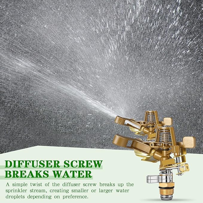 Ferraycle 30 Pieces 1/2 Inch Brass Impact Sprinkler Head with Nozzles Heavy Duty Adjustable 0-360 Degrees Impulse Sprinkler Head Lawn Watering for Yard Irrigation