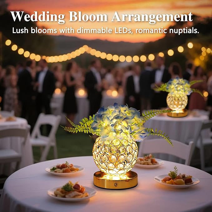 Blue Artificial Hydrangea Flower Lamp, 3 Color Dimmable Touch Control Night Light, Christmas Birthday Gifts for Women, Artificial Hydrangea Flower Table Lamp Decor for Bedroom Bar Coffee Shop Wedding