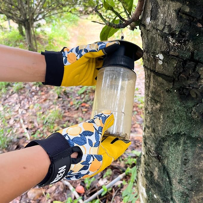 Cowhide Leather Thorn Proof & Puncture Resistant Gardening Gloves for Women and Men, Touchscreen Compatible Working Gloves for Weeding, Digging, Planting, Gardening Gifts for Women (Large)