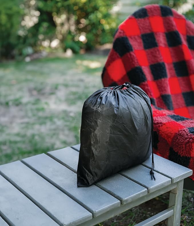 CITYBONFIRES The Chair Blanket™ Reversible Waterproof with Sherpa Lining – Portable Outdoor Cover for Camping, Sports & Patio – Folds into Carry Pouch with Strap - Buffalo Plaid