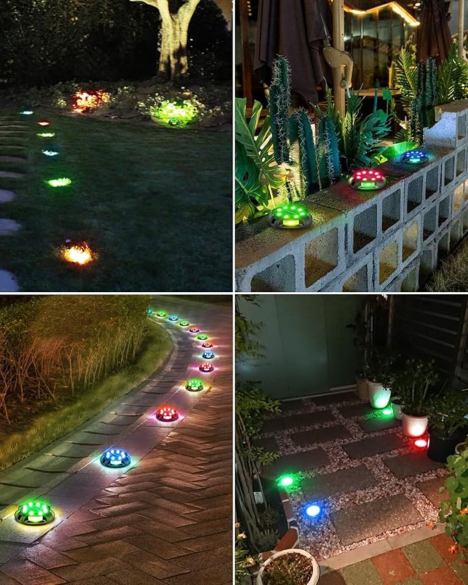 Biling Solar Pathway Lights Outdoor Uplight Sidelight, 8 Packs Multi Color Solar Ground Lights Walkway Lights Waterproof Solar Deck Lights for Yard Walkway Garden Halloween Decorations