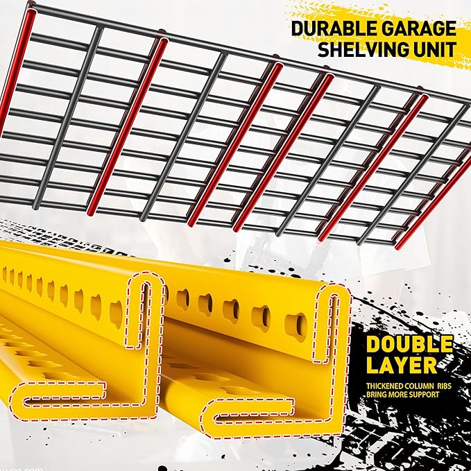 REIBII Garage Shelving Load 3000LBS, 5-Tier Storage Shelves, Adjustable Heavy Duty Metal Shelving Unit for Pantry, Basement, Warehouse, 72" H x 36" W x 16" D