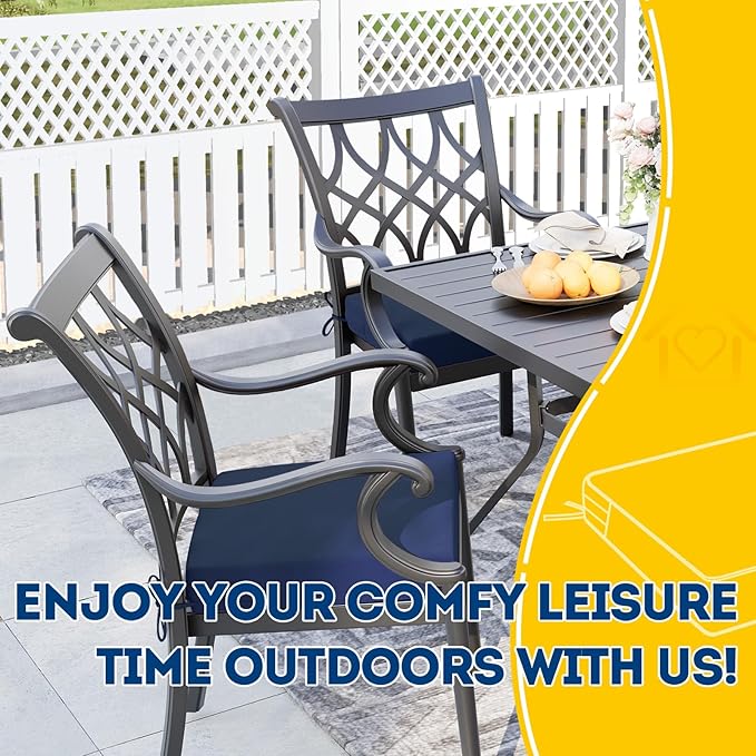 AAAAAcessories Outdoor Seat Cushions for Chairs, Waterproof, Fade-Resistant Patio Furniture Replacement Cushions, 18.5" x 16" x 3", Set of 2, Navy Blue