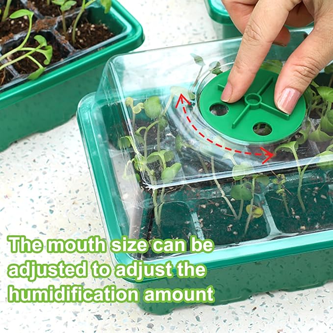 5 Packs Seed Starter Tray, 60 Cells Seed Starter Kit with Humidity Dome Seed Starting Trays Plant Starter Kit and Base Mini Greenhouse Germination Kit for Seeds Growing Starting
