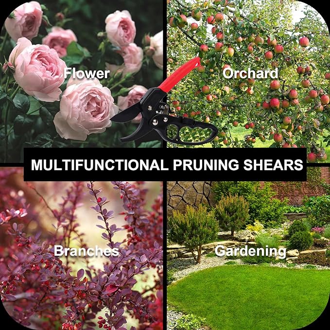 Garden Clippers, Premium Germany Pruners, Work 3 Times Easier, Professional Pruning Shears, Cutting Rose, Flower, Hedge, Stem, Sharp Scissors Gardening Tools, Arthritis Weak Hand Snips
