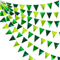 Gradient Green Party Decorations Metallic Fabric Ombre Green Triangle Pennant Banner Flag Bunting for Graduation Birthday Retirement Wedding Bachelorette Spring Summer St Patrick's Day Party Supplies