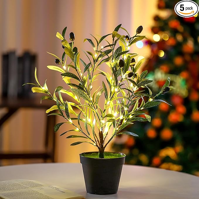 Artificial Olive Tree Lamp, Faux Olive Tree and Fruits Artificial Tree for Office House Living Room Bedroom Stairs Foye Coffee Shop Rack Clothing Store Home Decor, Christmas Birthday Gifts for Women