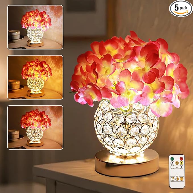 Artificial Hydrangea Flower Lamp with Remote Control, 3 Color Dimmable Night Light, Ideal Home Decor for Bedroom Living Room Wedding Coffee, Gifts for Women Friend Wife on Christmas Birthday