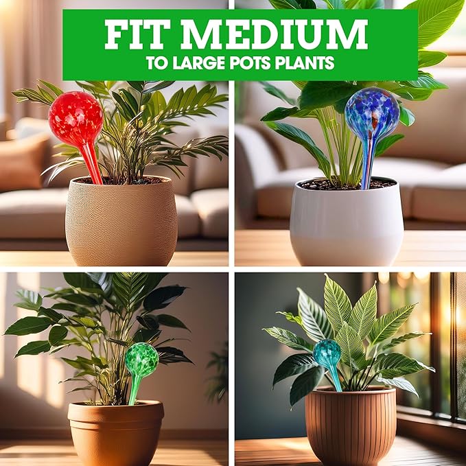 Besti Self-Watering Globes – 4-Pack Extra Large Watering Globes for Plants – Automatic Watering System for Potted Plants – Holds 380-400ml, Waters Plants Up to 2 Weeks (Set of 4 Extra Large)