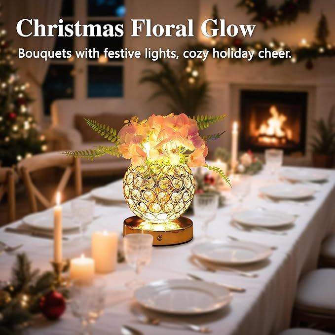 Pink Artificial Hydrangea Flower Lamp, 3 Color Dimmable Touch Control Night Light, Christmas Birthday Gifts for Women, Artificial Hydrangea Flower Table Lamp Decor for Bedroom Bar Coffee Shop Wedding