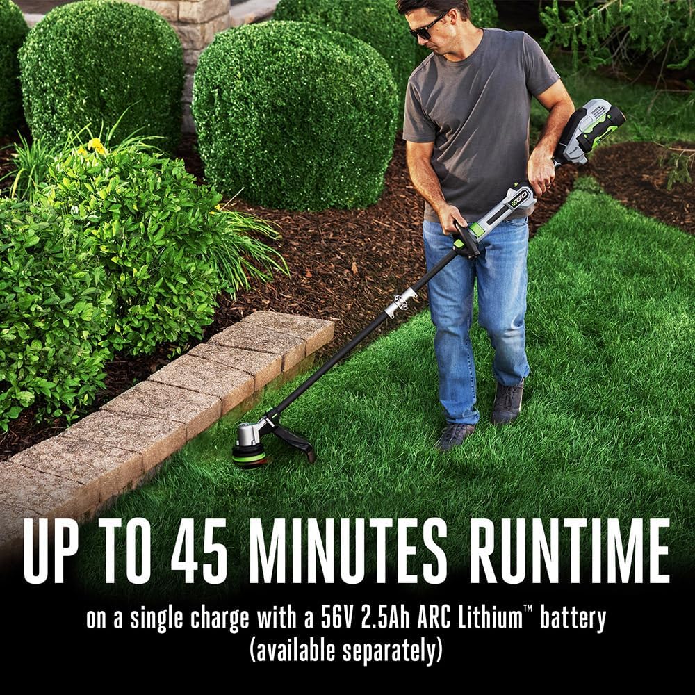 EGO POWER+ String Trimmer, Battery Powered, 16" Trimmer for Weeds and Grass with POWERLOAD, Telescopic Carbon Fiber Shaft, Battery and Charger Not Included - ST1610T