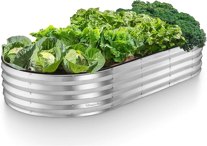Galvanized Raised Garden Beds Outdoor // 6×3×1 ft Planter Raised Beds for Gardening, Vegetables, Flowers // Large Metal Garden Box // Patented Tool-Free Design (Silver)
