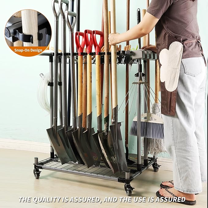 garden tool organizer metal Garage Storage Holder storage large long lawn tools heavy duty tool rack sturdy yard cart yard tool organizer for garage