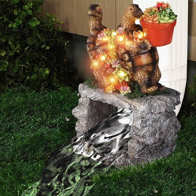 Turtle Solar Statues Gutter Downspout Extension Statues Garden Decoration,Animal Resin Statue Outdoor Decor,Downspout Diverter,3"×4" Downspout Extender Diverter Splash Block