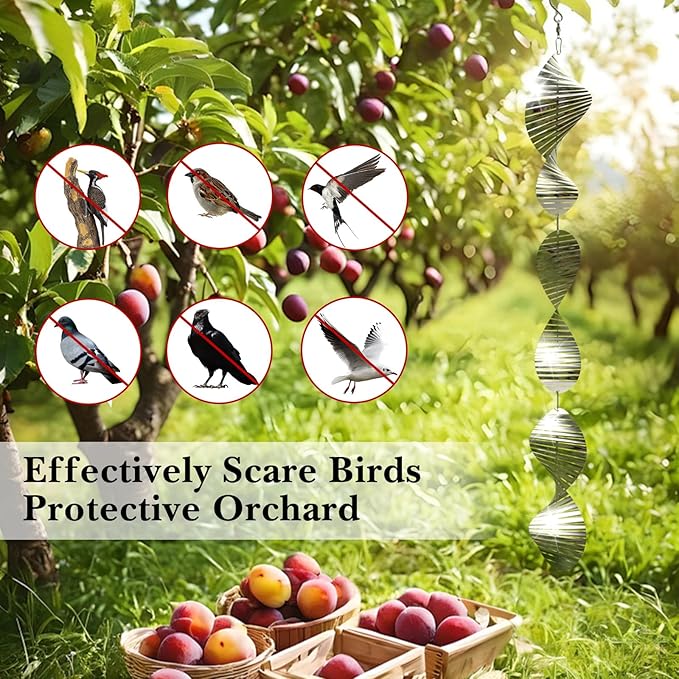 Bird Deterrents for Outside Patio, Bird Scare Devices Set Highly Reflective 3D Wind Spinners Outdoor Garden Decor, Bird Reflectors to Keep Birds Away Window Roof Yard Orchards Deck