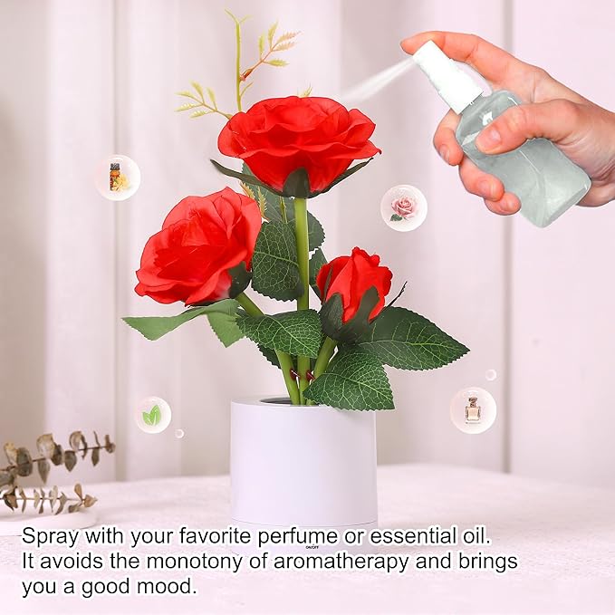 Sunflower LED Lamp for Womens Gifts, for Womens Mom Wife Friends Her Christmas Anniversary Birthday Gifts, Perfect Ideal for Bedroom Ambiance Charming Gifts (RED)