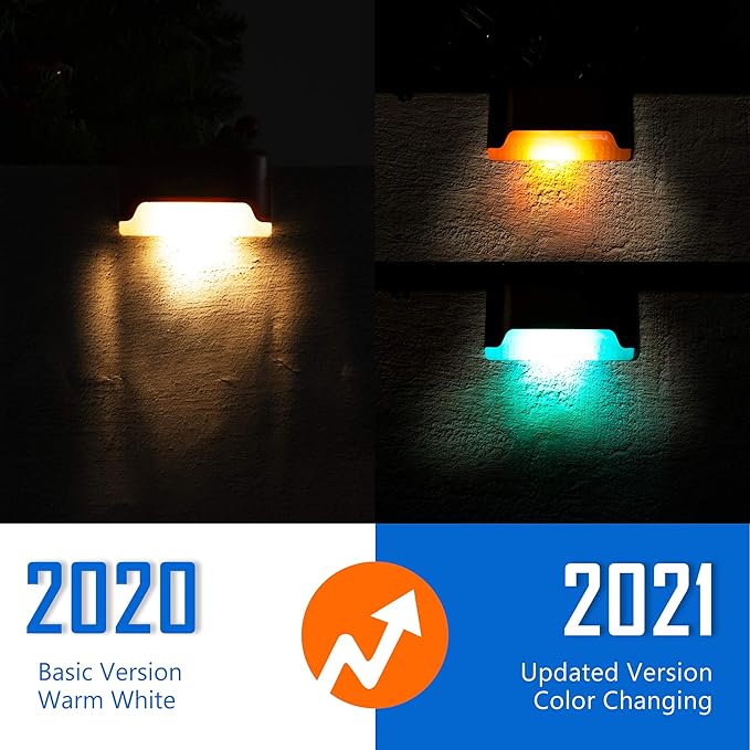 GIGALUMI 16 Pack Color Changing Solar Deck Lights Outdoor Waterproof for Outdoor Stair, Step, Fence, Patio and Yard.