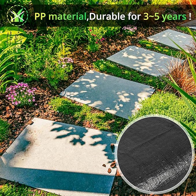 3ft x 100ft Weed Barrier Landscape Fabric, 3.2oz Heavy Duty Woven Geotextile with 20 U-Shaped Pegs & Pre-Printed Cutting Lines, Ground Cover Colth Garden Bed Liner for Landscape, Driveway, Greenhouse