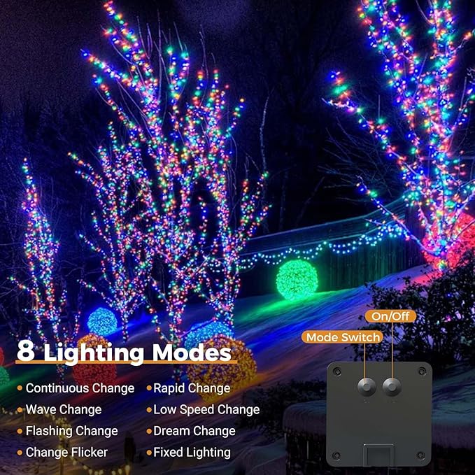 btfarm 2 Pack Solar String Lights Outdoor, Extra Long 240LED 78Ft Solar Christmas Lights Outside Waterproof, 8 Modes Solar Powered Tree Twinkle Light for Garden Yard Patio Party Decoration, Colorful
