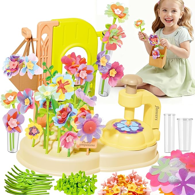 DIY Fabric Flower Bouquets Toys,Craft Kit Toys for Kids Ages 3-12+, 150PCS Arts & Crafts Educational Toy, Creative Handmade Flower Making Set, Birthday Gift for Girls Boys Toddlers 3 4 5 6 7 8 9 10+