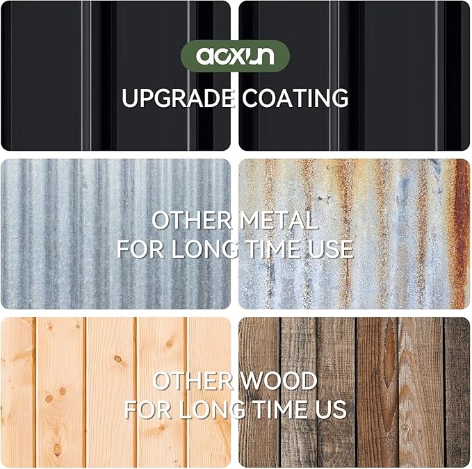 Aoxun 6'x4' Outdoor Storage Shed with Base Galvanized Steel Metal Garden Shed for Patio, Lawn & Garden Black, 6' x 4'W/Base