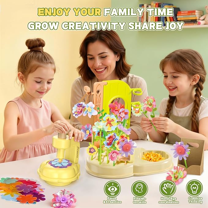 DIY Fabric Flower Bouquets Toys,Craft Kit Toys for Kids Ages 3-12+, 150PCS Arts & Crafts Educational Toy, Creative Handmade Flower Making Set, Birthday Gift for Girls Boys Toddlers 3 4 5 6 7 8 9 10+