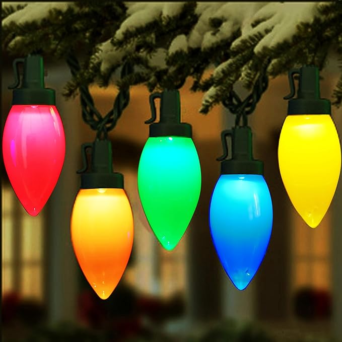 C9 Christmas Lights Outdoor 50 LED Multicolor Strawberry 34.5ft Waterproof Xmas String Light for Garden Yard Home Party Holiday Christmas Tree Indoor Decoration(Multicolor)