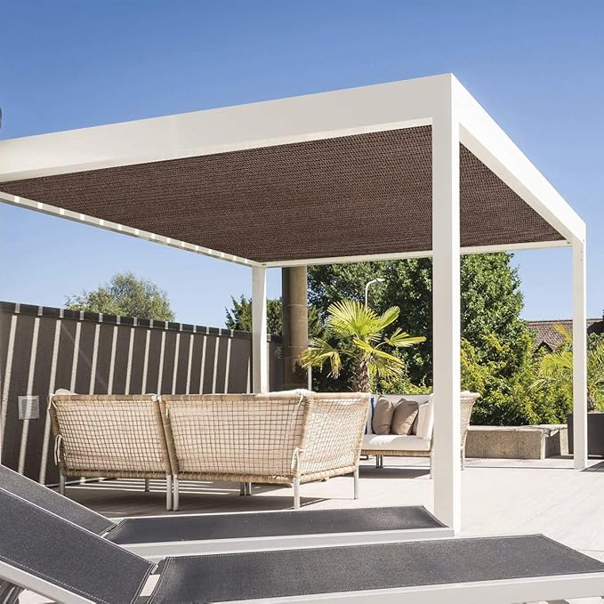 Eden's Decor Straight Flat-Edged Sun Shade Sail Rectangular 7' x 9' Brown UV-Blocking Outdoor Canopy Fabric Cloth Awning for Pergola Patio Garden Backyard Custom Size