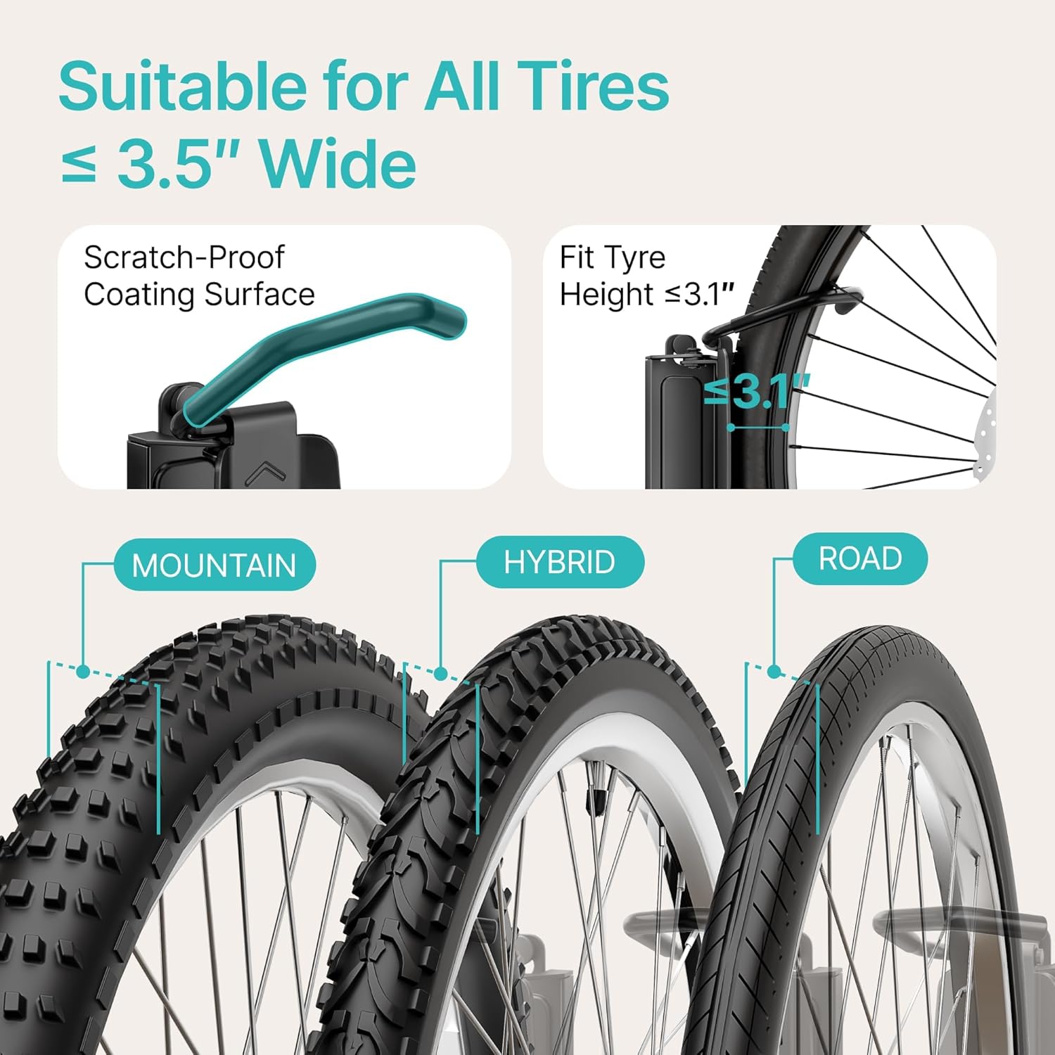 Bike Rack Garage, Bike Wall Mount Heavy Duty, Holds 77 Lbs, Swivel Bike Hangers for Garage, Adjustable Indoor Bike Storage for Bedroom Home Office, 1 Pack