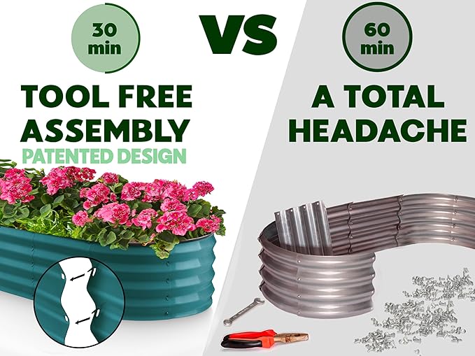 Galvanized Raised Garden Beds Outdoor // 8×4×1 ft (2-Pack) Planter Raised Beds for Gardening, Vegetables, Flowers // Large Metal Garden Box // Patented Tool-Free Design (Turquoise)