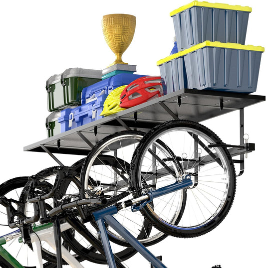 Bike Storage Rack with Shelf, Bike Wall Mount Garage Stand, Bike Hanger Storage Bicycles Hanger Hooks Bike Hooks for Garage Organizer