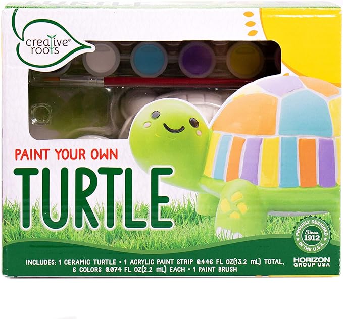 Creative Roots Paint Your Own Turtle, DIY Turtle, Kids Painting Set, Creativity, Ceramics to Paint, Paint Your Own Ceramic, Painting Kits for Kids Ages 5+