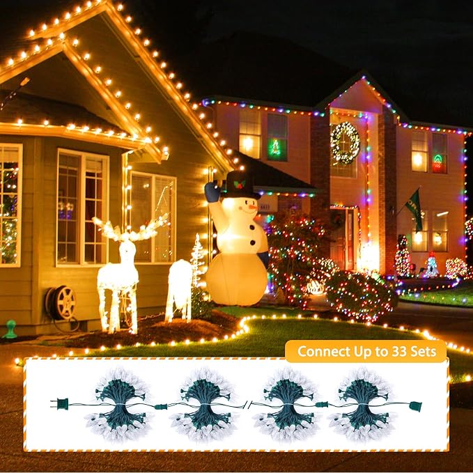 Brightown C9 LED Christmas String Lights, 66ft 100 LED Waterproof Strawberry String Lights, Plug-in Extendable Green Wire Lights String for Outdoor Indoor Outside Patio Wedding Party Decoration