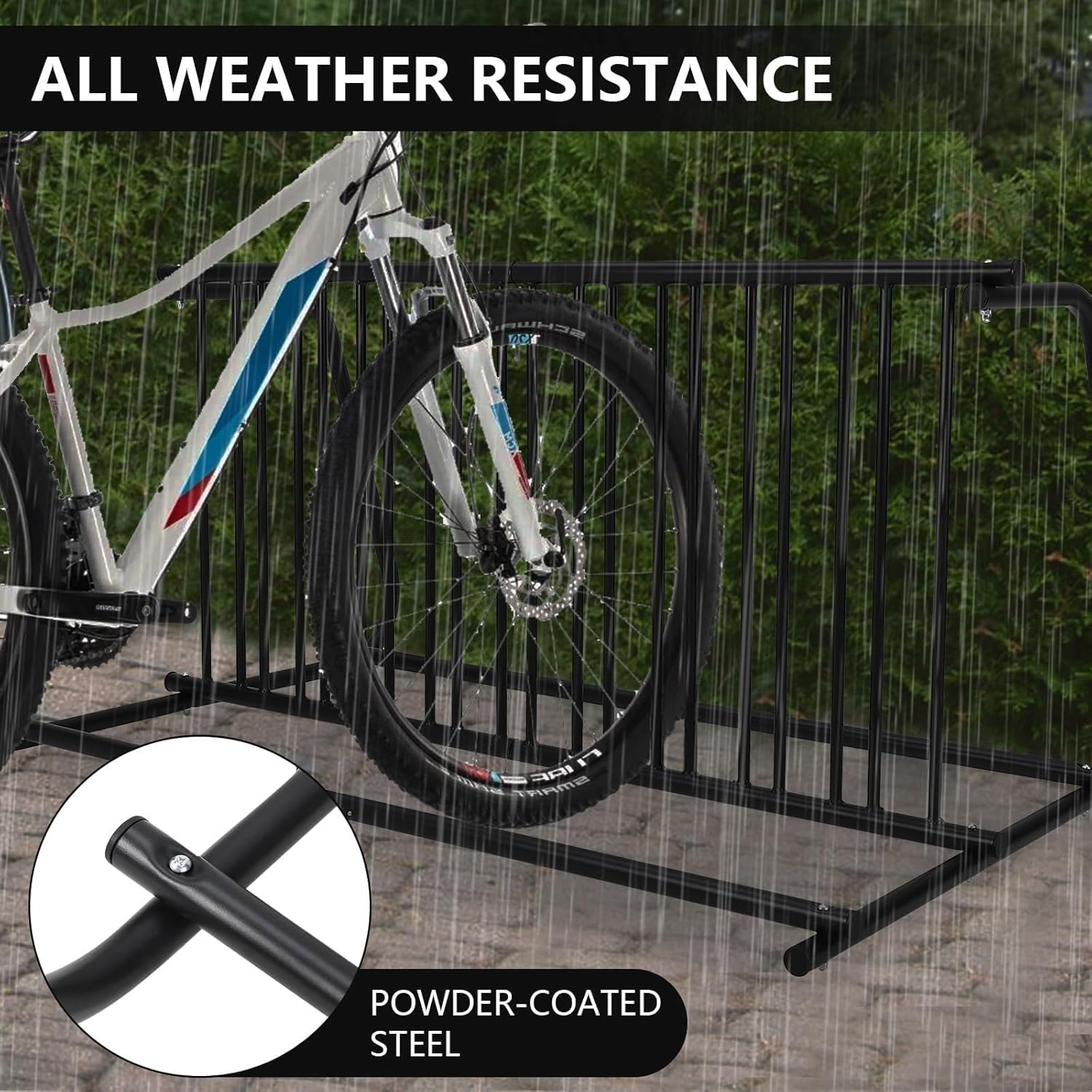 Commercial Floor Bike Rack Stand-10 Bike Rack,Dual Slot Size and Dual-Side Design,Premium Steel, Superior Stability, Suitable for Various Locations,Black