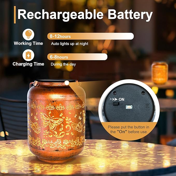 Butterfly Solar Lanterns Outdoor Hanging Waterproof Butterfly Garden Decor Christmas Gifts for Women Mom Grandma Metal Solar Lights Decoration Outside for Yard, Patio,Pathway Landscape