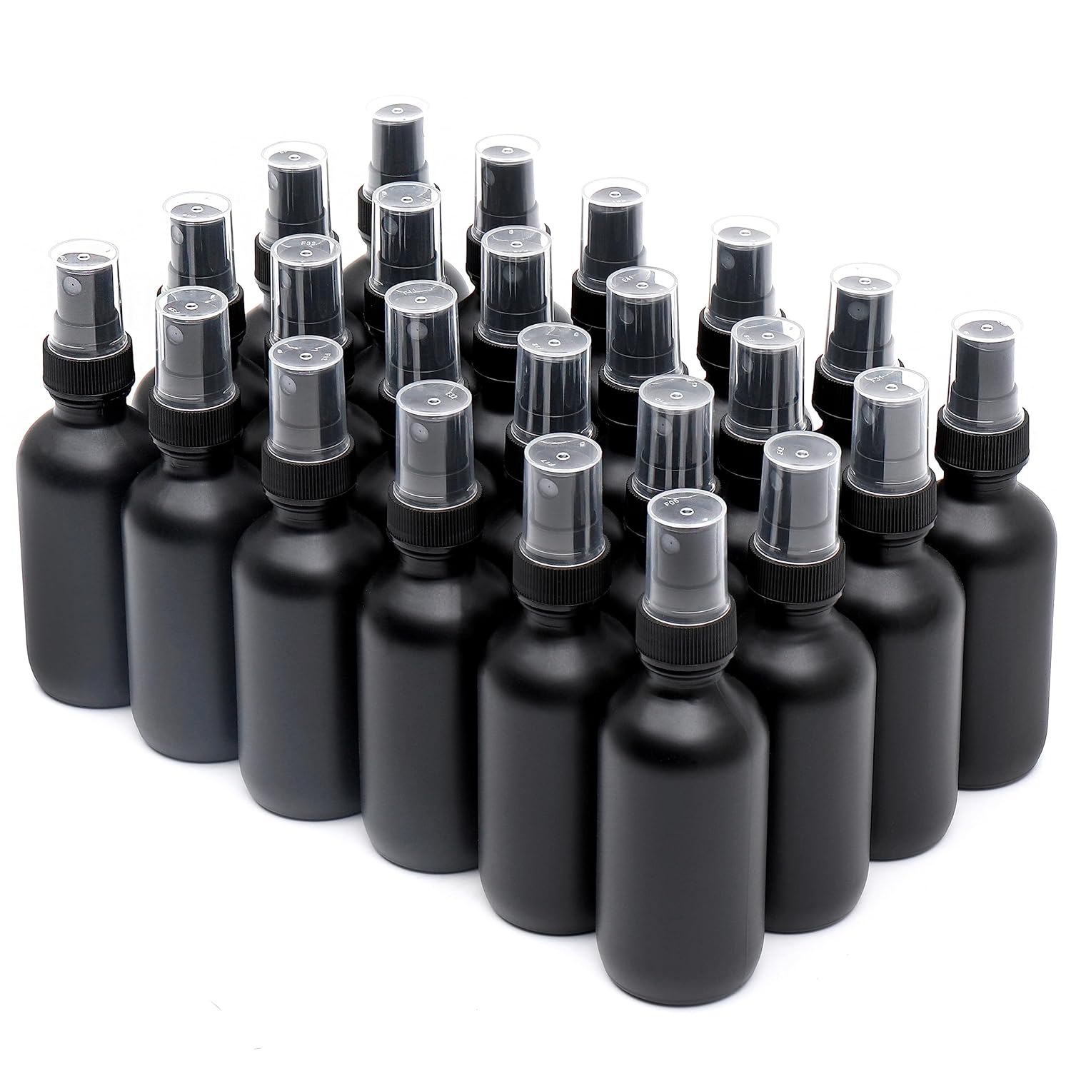 Frosted Black Glass Small Spray Bottle 2 oz 24 Packs,Fine Mist Sprayer Small Clear Bottles,Refillable Containers mini spray bottles for Cleaning Solutions and Skin Care (Frosted Black 24pcs)