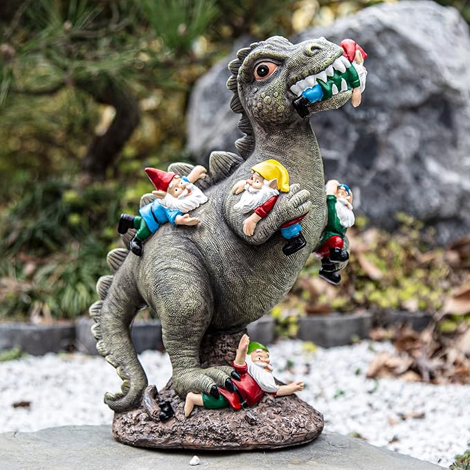 Dinosaur Gnomes Garden Statues Garden Decor Yard Decorations Outdoor, Patio, Yard, Lawn Ornaments Unique Housewarming Gifts for Women, Mom for Mothers Day