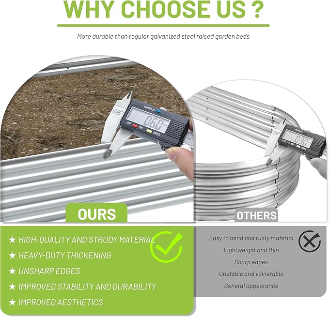 8x4x1ft Galvanized Raised Garden Bed-Outdoor Galvanized Planter Box for Vegetables, Fruits,Herbs, Flowers, Metal Raised Garden Bed kit-Sliver