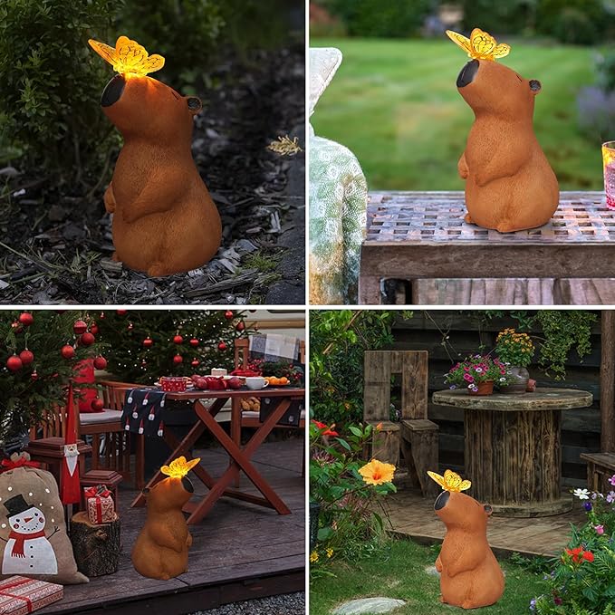 Garden Solar Outdoor Statues Capybara Light, Attivolife Outside & 7 Color Change Lamp, Patio Easter Ornament for Lawn Balcony Porch Yard Art Decor, for Mom Grandma