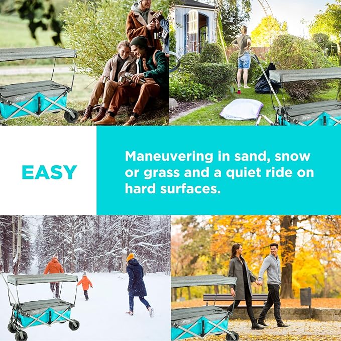 Creative Outdoor All-Terrain Deluxe Wagon | 360 Swivel All Terrain Wheels | Great for Beach, Park, Garden & Tailgate | Multiple Color Options