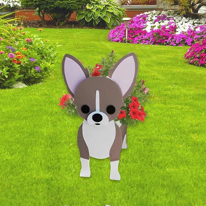Chihuahua Dog Planter Plant Pots,Cute Garden Dog Flower Planter,Dog Planters Birthday Gifts for Women,Office,Indoor/Outdoor Decor（9.45 * 5.94 * 13.39in）