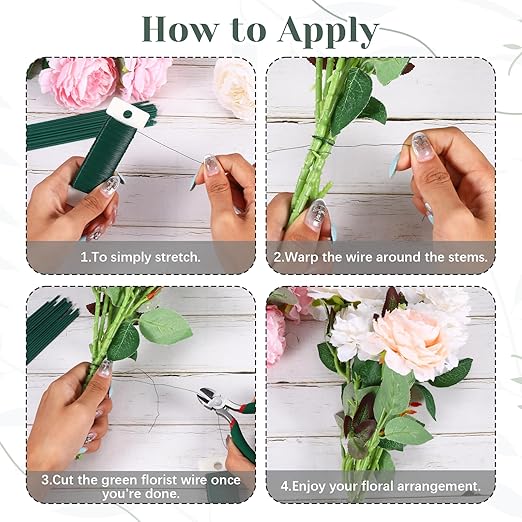 10 Packs Green Floral Wire, 255 Yards Wreath Making Supplies Flower Wire for Crafts, Floral Stem Plant Craft 22 Gauge Wires Bendable, Flexible Christmas Flower Bouquet Accessories Florist Wires