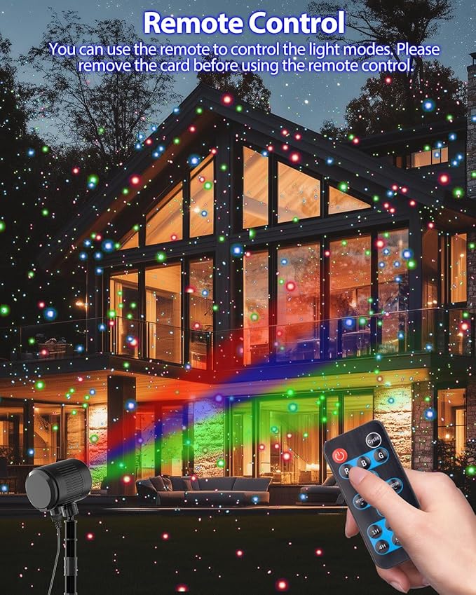 Christmas Laser Lights, RGB Laser Projector Light with RF Remote,Timer, Christmas Decorations Holiday Gift Projector for Xmas Home Garden Yard Party Outdoor Indoor Lights Show