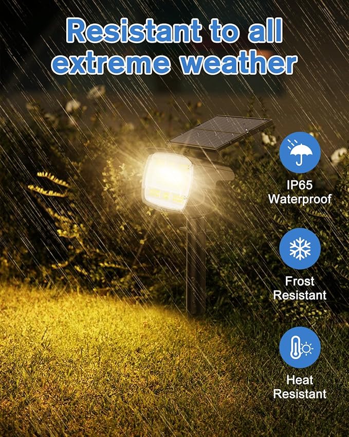 Fabrito Solar Spot Lights Outdoor 136 LEDs, Large Area Lighting Solar Lights Outdoor, 2 Pack IP65 Waterproof Landscape Spotlights Auto On/Off for Yard, Garden, Pathway, Plants,Tree (Warm White)